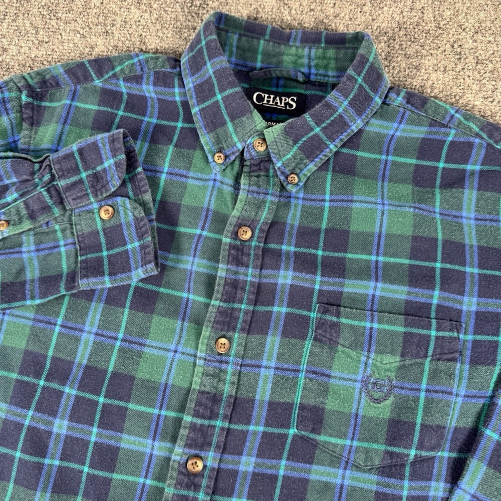 Chaps Performance Shirt Mens Plaid Stretch Button Down Long Sleeve Pocket
